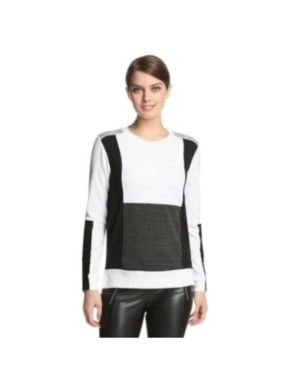 ATKO | Black & White Color Block Sweatshirt with Zippers Size Large